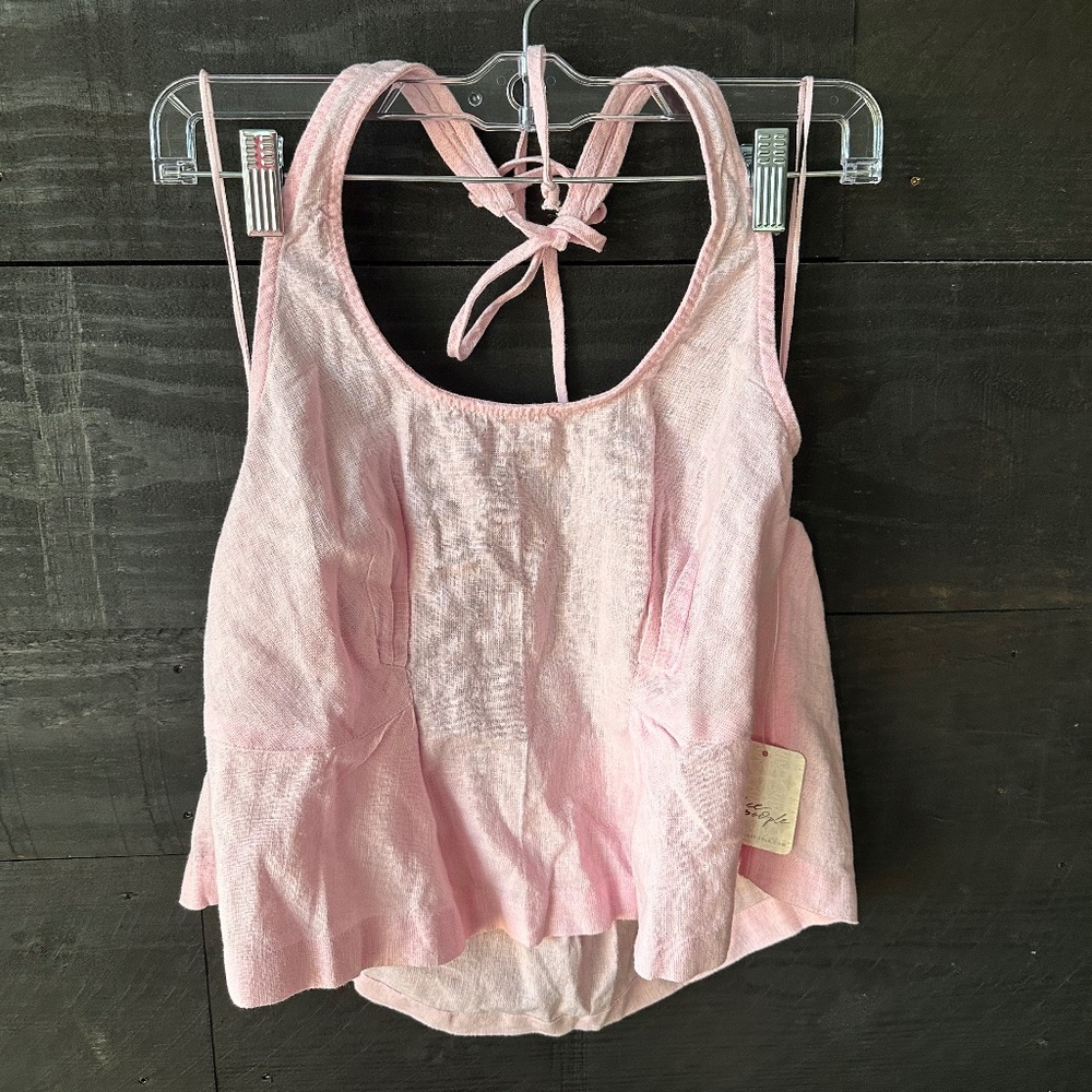 Free People Pink Halter Top Size Small NWT